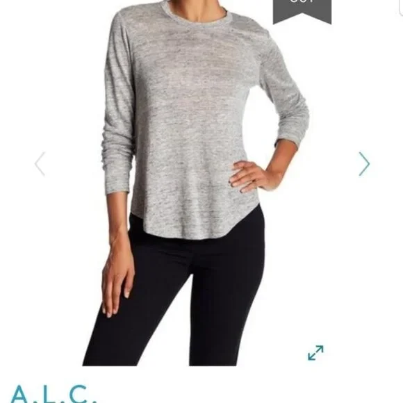 A.L.C Luisa Open Back Linen Jersey Grey Top
